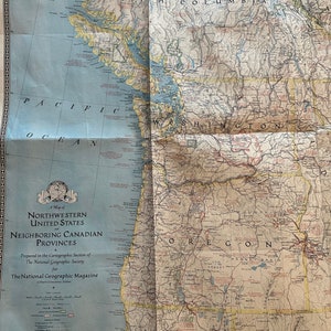 Carte du nord-ouest des États-Unis et des provinces canadiennes voisines | Copyright 1941 par la National Geographic Society, Washington DC