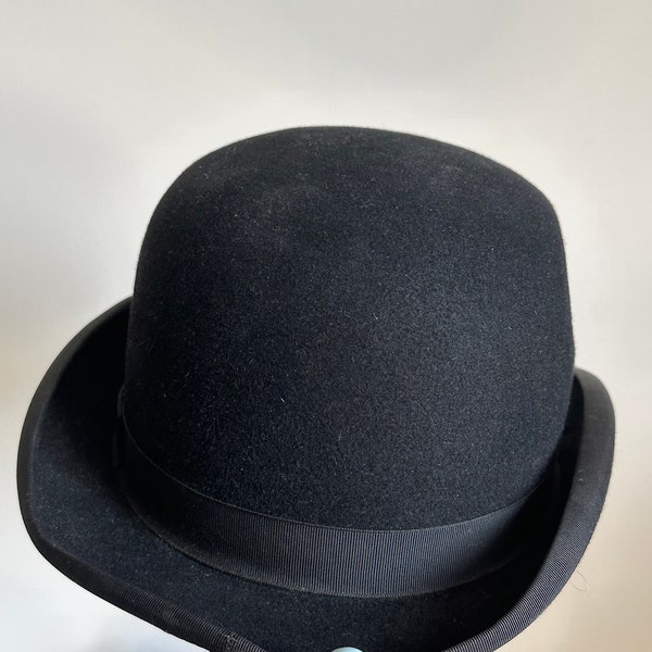 Antique Vintage Dunn & Co. Great Britain Black Bowler Hat |  Derby Hat | Coke Hat