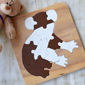 Puzzle de madera encajable para bebés. Safari. - Lullaby Bebe