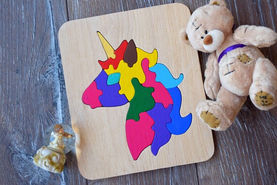wooden unicorn puzzle