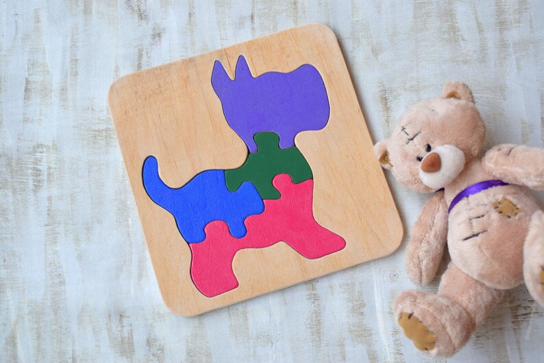 Wood Puzzle Hippo Montessori Toy Safari Nursery Baby Wooden Puzzles Organic Natural Eco Friendly Toys Autism Gifts Baby Shower Gift