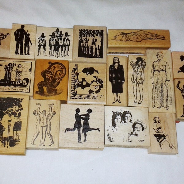 Choose Small Vintage People Rubber Stamp Face Man Woman Cowboy Vintage Great Gatsby Flapper Art Deco Couple Antique Photo Pirate Collage