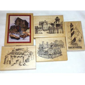 Choose Large XL Architecture Scene Rubber Stamp Beach Victorian House Mill Cape Hatteras Lighthouse Sand Castle Impression Obsession PSX