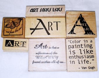 Choose Small Art Theme Rubber Stamp Saying Phrase Van Gogh Quote Painting Collage Grunge