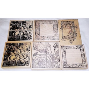 Choose Large Magenta Botanical Rubber Stamp Flowers Bird Frame Rose Tiles Victorian Art Nouveau