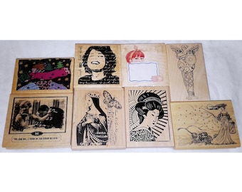 Choose Woman Rubber Stamp Lady Goddess Geisha Vintage Photo Face Collage Stampers Anonymous