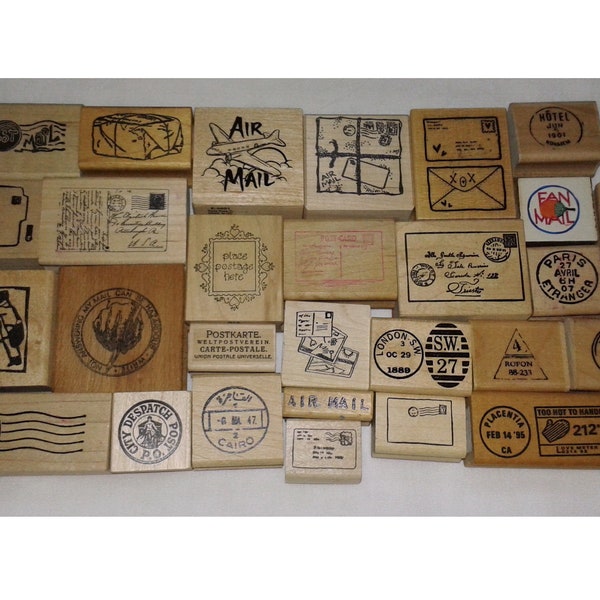 Choose Small Vintage Postcard Rubber Stamp Post Card Postmark Paris Cairo Fan Mail Art Mailbox Mailman Envelope Cancellation Package Collage