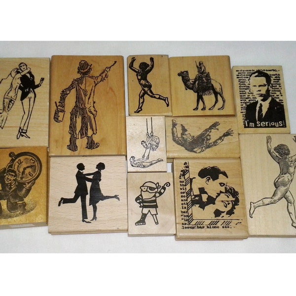 Choose Small Vintage People Rubber Stamp Face Man Woman Great Gatsby Flapper Art Deco Couple Antique Photo Camel Pirate Trapeze Artist Dance