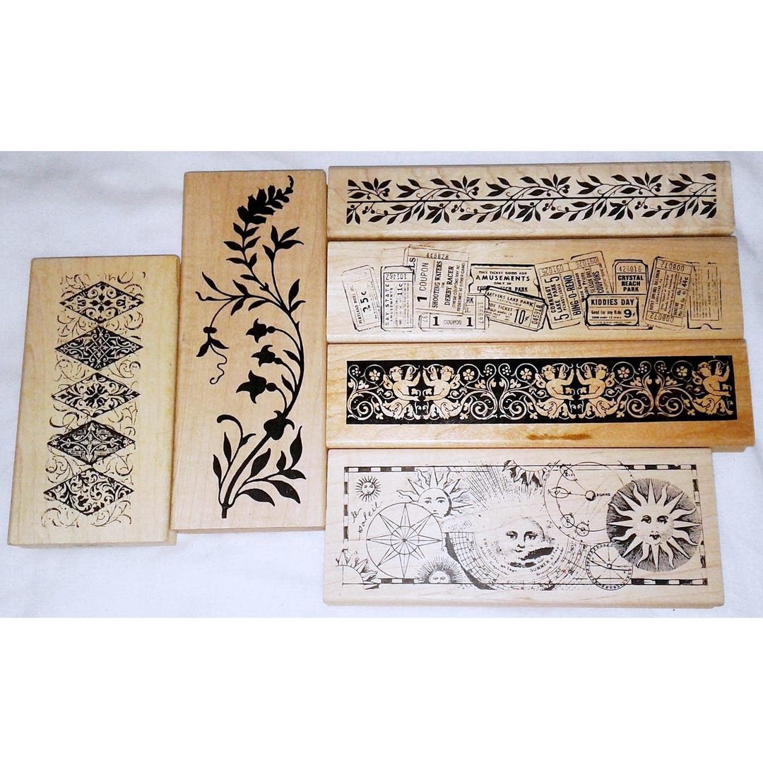 Choose Large Stampers Anonymous Border Rubber Stamp Sun Collage Cherub ...