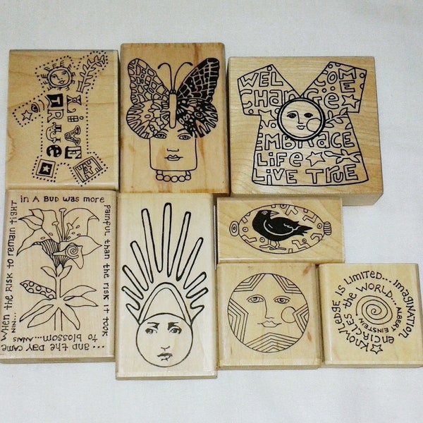 Choose Paula Best Rubber Stamp Small Inspirational Quote Albert Einstein Woman Face Sun Butterfly Flower Floral Crow Bead Bird Star Collage