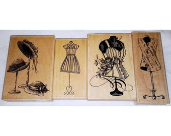 Choose Dress Form Rubber Stamp Mannequin Hat Stand Dressmaker Dummy Victorian Collage