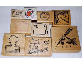 Choose Small Post Rubber Stamp Postmark Postcard Card Fan Mail Hand Mailbox Envelope Collage