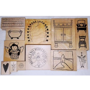 Lot Rare Rubbermoon Rubber Stamps Moonmail Moon Chair Heart Fairy Man Saying Inspirational Bird