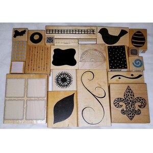 Lot Pattern Texture Rubber Stamps Shadow Grunge Fleur de Lis Mesh Grid Sun Egg Spiral Art Deco