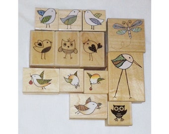 Lot Hero Arts Bird Rubber Stamps Set Owl Sparrow Dragonfly Heron Christmas Holly Branch