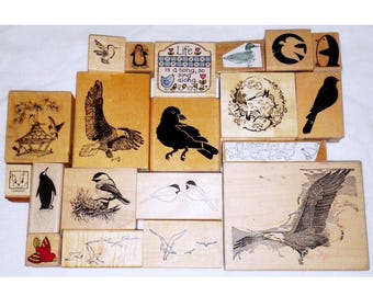 Lot Bird Rubber Stamps Impression Obsession Memory Box Paper Inspirations PSX Easter Chick Eagle Penguin Sparrow Seagull Gull Duck Tweety