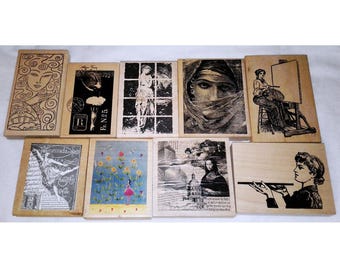 Choose Large Woman Rubber Stamp Lady Face Ballerina Dancer Mona Lisa Collage Artist Maid