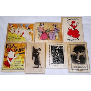 Choose Vintage Women Rubber Stamp Victorian Gibson Girl Woman Lady Fashion Antique Photo French Can-Can Tea Garden American Art Treasure Cay