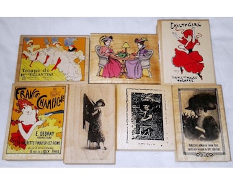 Choose Vintage Women Rubber Stamp Victorian Gibson Girl Woman Lady Fashion Antique Photo French