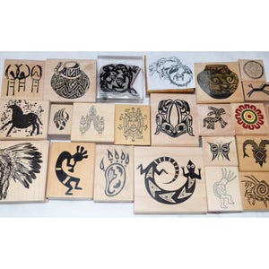 Choose Tribal Rubber Stamp Native Indian Northwest Southwest Chief Face Shaman Kokopelli Haida Buffalo Aborigine Hand Spirit Horse Pottery