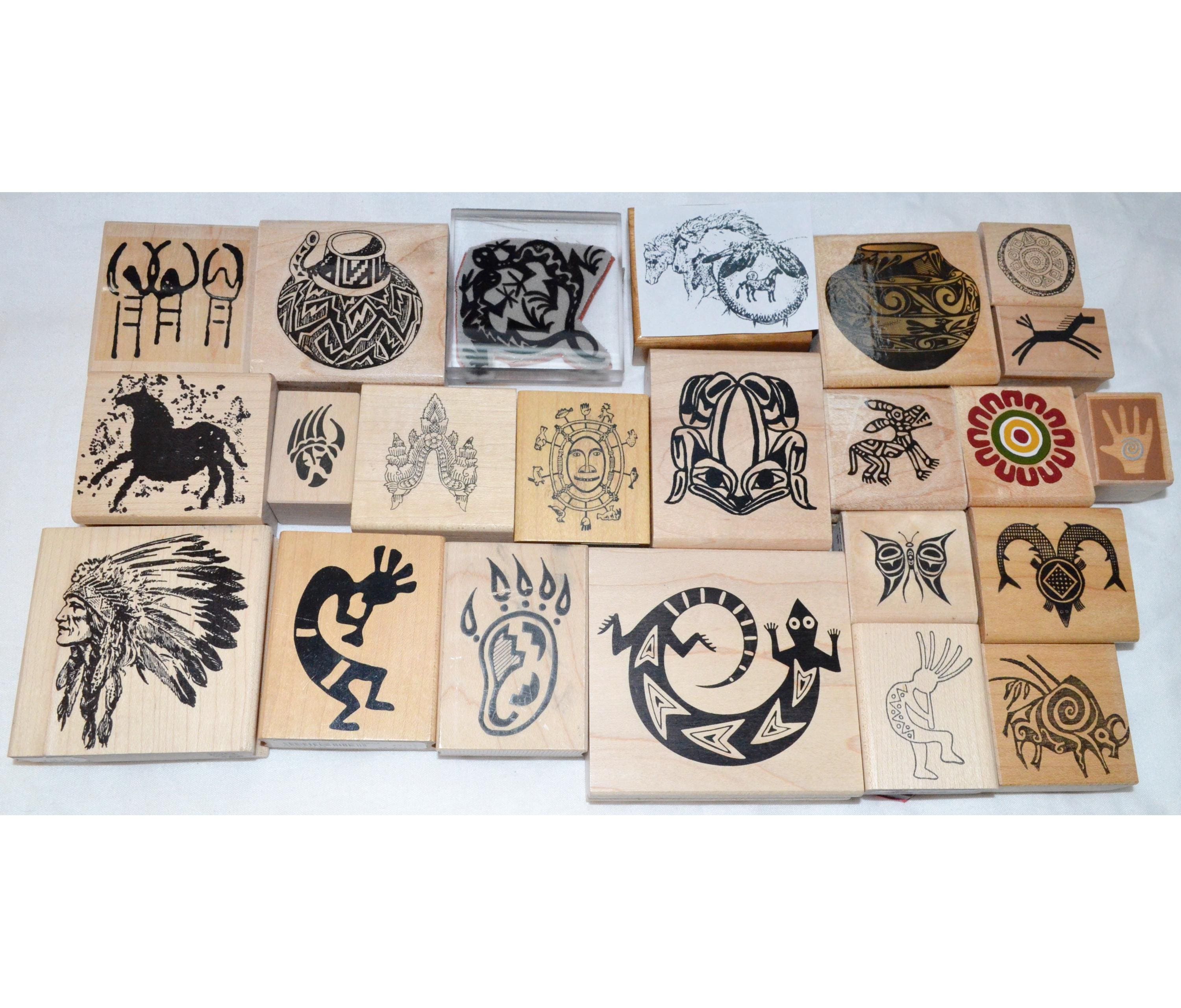 Choose Tribal Rubber Stamp Native Indian Northwest Southwest Chief Face Shaman Kokopelli Haida Buffalo Aborigine Hand Spirit Horse Pottery