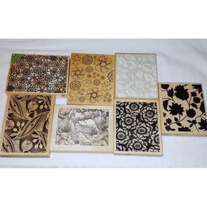 Choose XL Large Floral Rubber Stamp Background Flower Woodcut Daisy Rose Damask Blossom Tulip Bud Vine Pattern Peddler's Pack Hero Arts