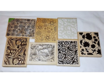 Choose XL Large Floral Rubber Stamp Background Flower Woodcut Daisy Rose Damask Blossom Tulip Bud Vine Pattern Peddler's Pack Hero Arts