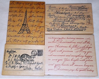 Choose Large Text Rubber Stamp Script Writing Collage French Poetry Letter Russian Anna Griffin