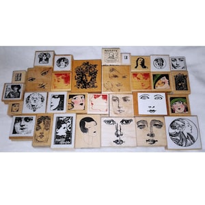 Choose Small Face Rubber Stamp Woman Flapper ATC Nouveau Lady Collage Paper Art Doll