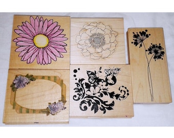 Choose Large Floral Rubber Stamp Flower Daisy Grunge Butterfly Frame Hydrangea Dandelion Impression Obsession