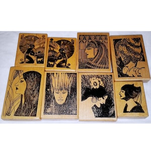 Choose Don Blanding Stamp Rubber Poet Vintage Art Deco Goddess Woman Face Cleopatra Marie Antoinette Queen