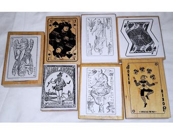 Choose Playing Tarot Card Rubber Stamp Jack Hearts Joker Shogun Samurai Njord Buddha Serapis