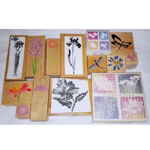 Lot Watercolor Floral Rubber Stamps Brushstroke Hero Arts Boxed Sets Flower Reverse Image