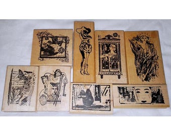 Choose Acey Deucy Rubber Stamp Lynne Perrella Collage Woman Face Armoire Fuji Goddess