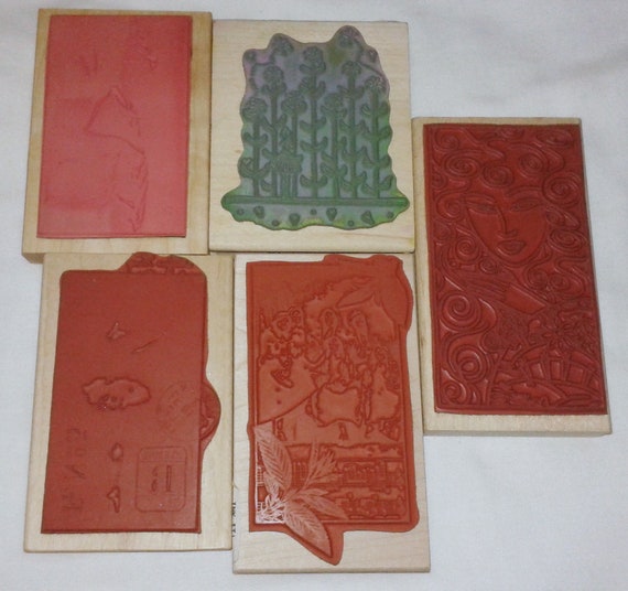Rubber Dance Art Stamps - Red rubber stamp - House Row 1