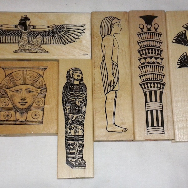 Choose Medium Large Egyptian Rubber Stamp Hathor Face Isis Goddess Egypt Travel Ancient Archaeology Art Man Statue Sarcophagus Mummy Column