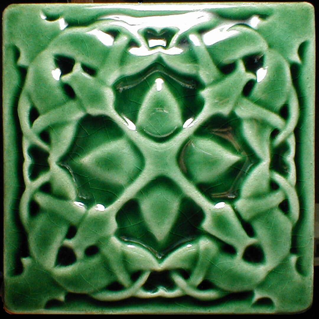 Tulip Tile Ceramic Tile Wall Tile Art Tile Green Tile Etsy