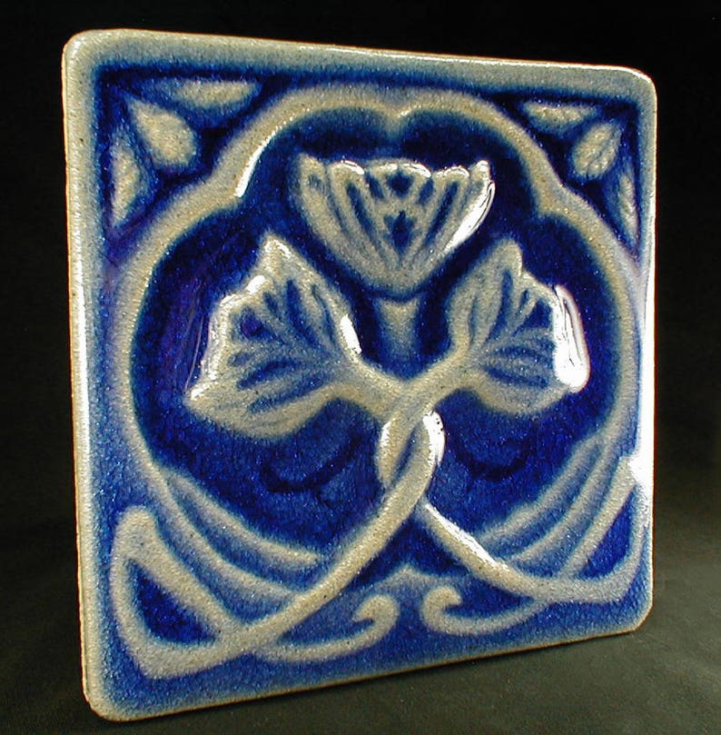 Wall tile blue flower tile blue tiles art tiles backsplash Etsy