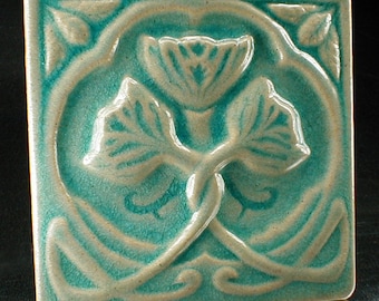 Rose tile, 6x6 tile,  accent tile, art tile, handmade tile, backsplash tile, fireplace tile, kitchen tile, relief tile, Summer Dreams glaze