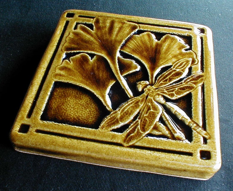 Gingko Leaf Dragonfly Tile 4x4 Kitchen Backsplash Tiles Etsy