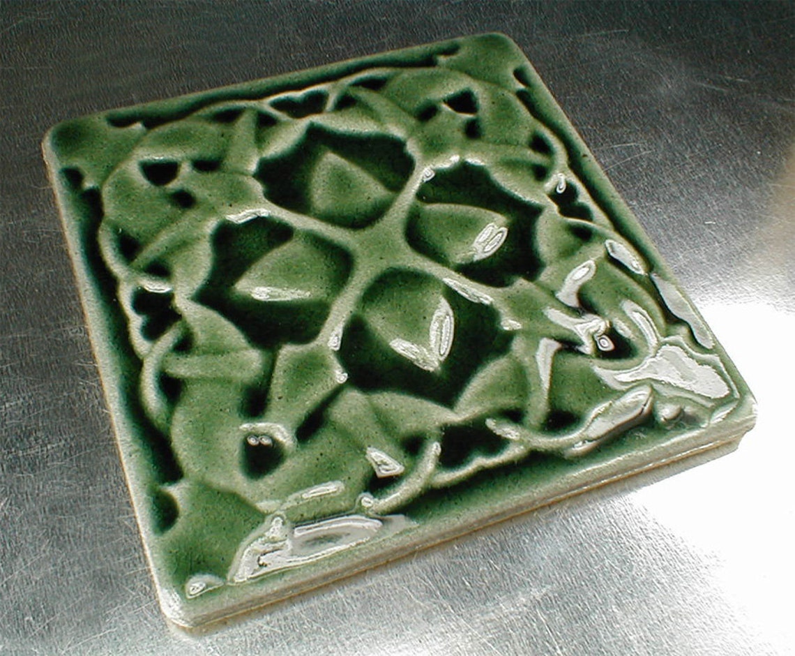Green Ceramic Tiles 6x6 Wall Tile Accent Tiles Home Decor Etsy