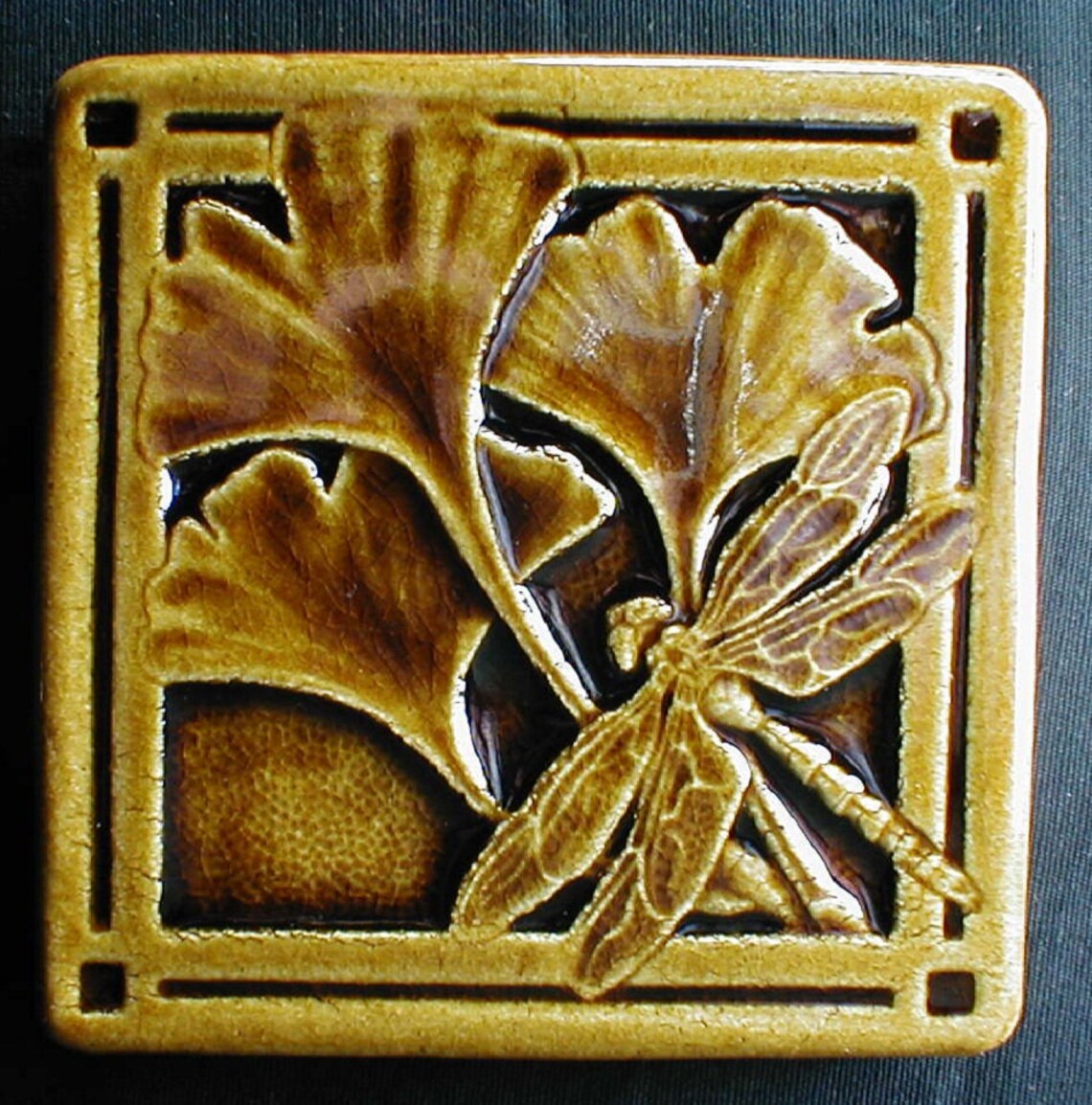 Gingko Leaf Dragonfly Tile 4x4 Kitchen Backsplash Tiles Etsy