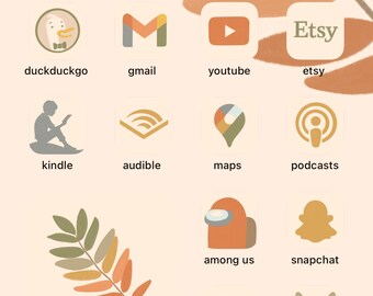 Cottagecore Fall Beige iPhone iOS Icons, Fall App Icons, Autumn Aesthetic Boho iPhone Covers, iOS 14 App Icons, Minimal App Covers