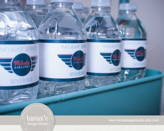 Time Flies - Birthday Water Bottle Labels - Water Bottle Wrappers - First Birthday - by Tania's Design Studio