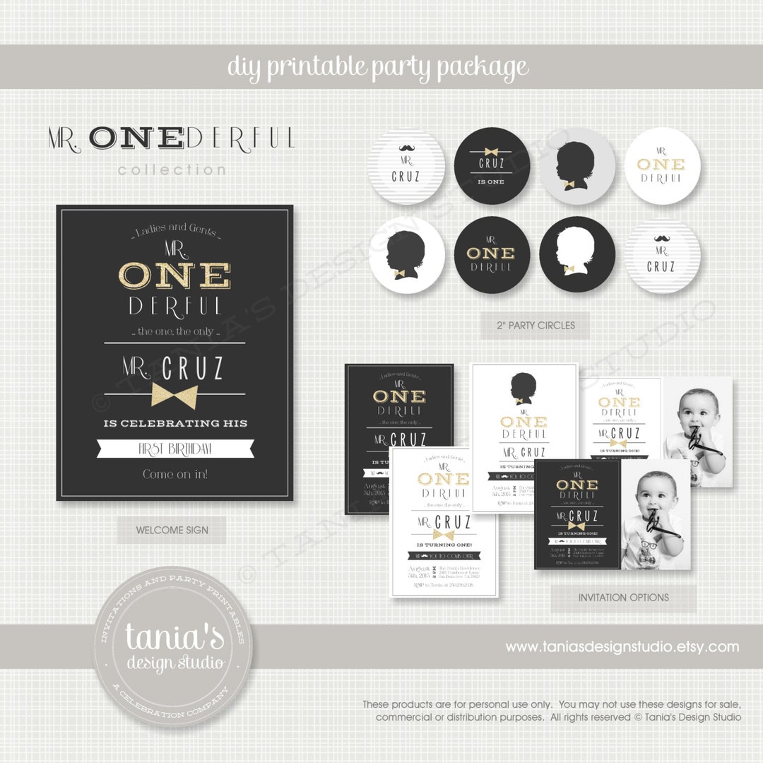 Mr. Onederful Printable Birthday Party Package by Tania's - Etsy