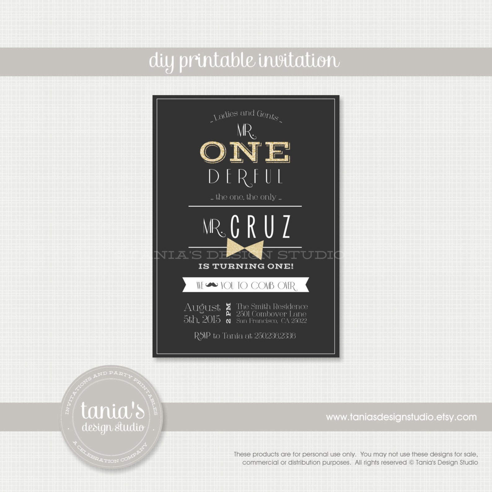 Mr. Onederful Printable Photo Birthday Invitation by - Etsy