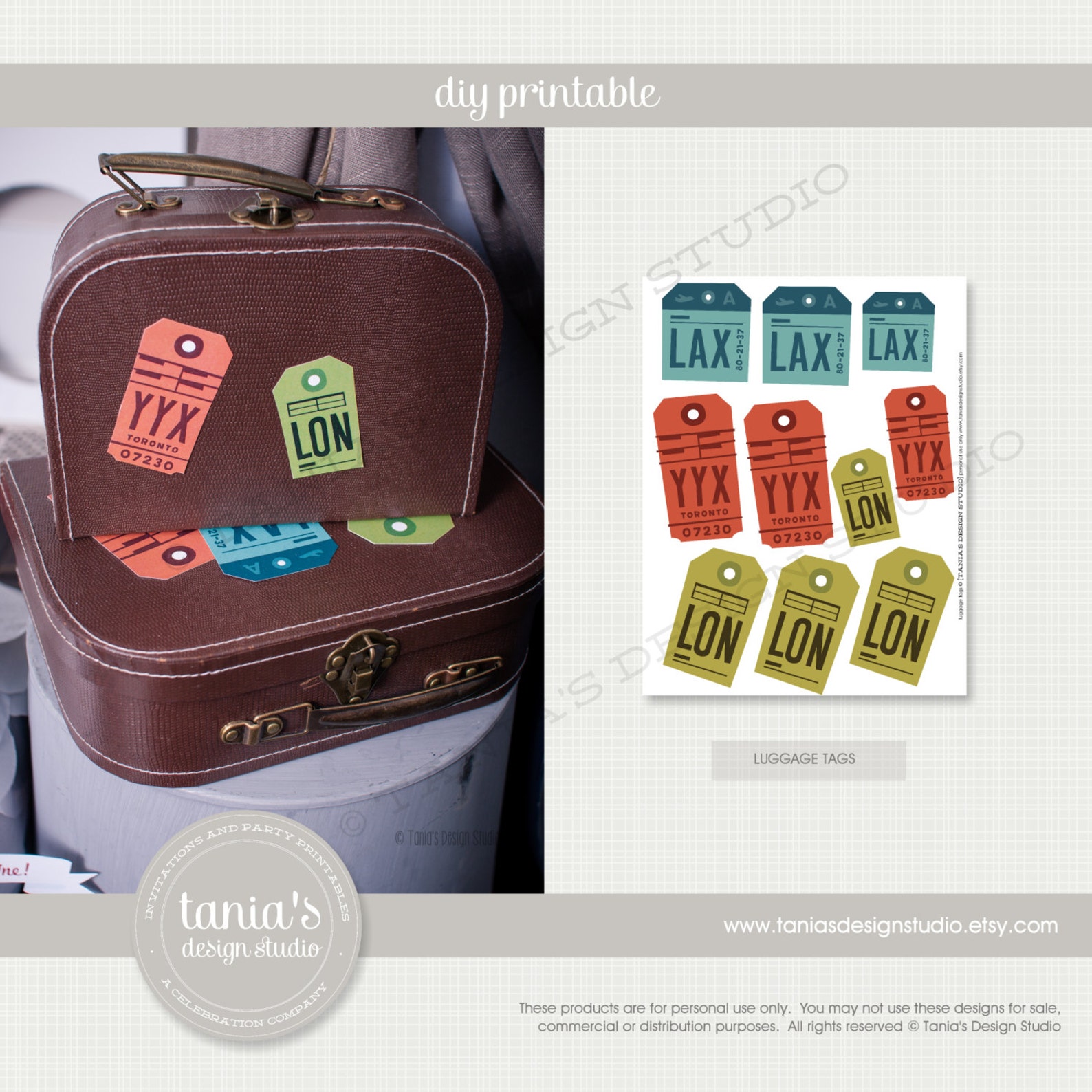 Time Flies Birthday Luggage Tags First Birthday Instant Etsy