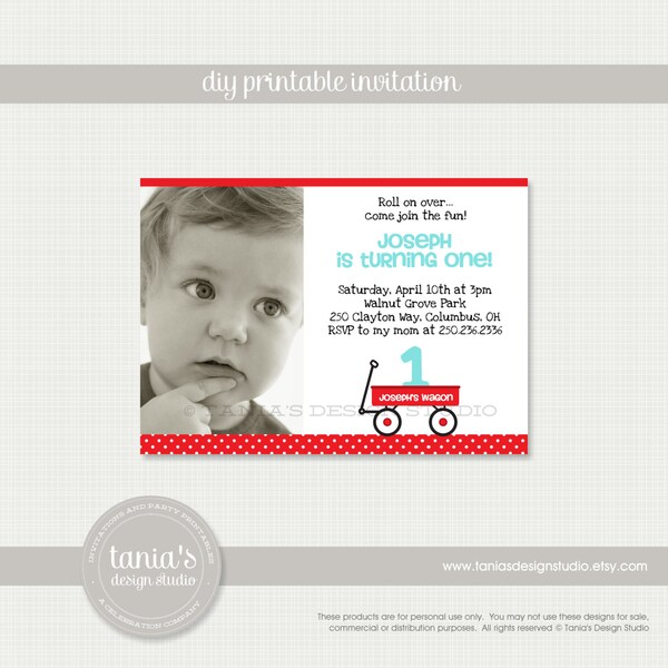 Red Wagon Invitation - Etsy