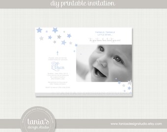 Twinkle Little Star Baptism Printable Invitation by tania's design studio