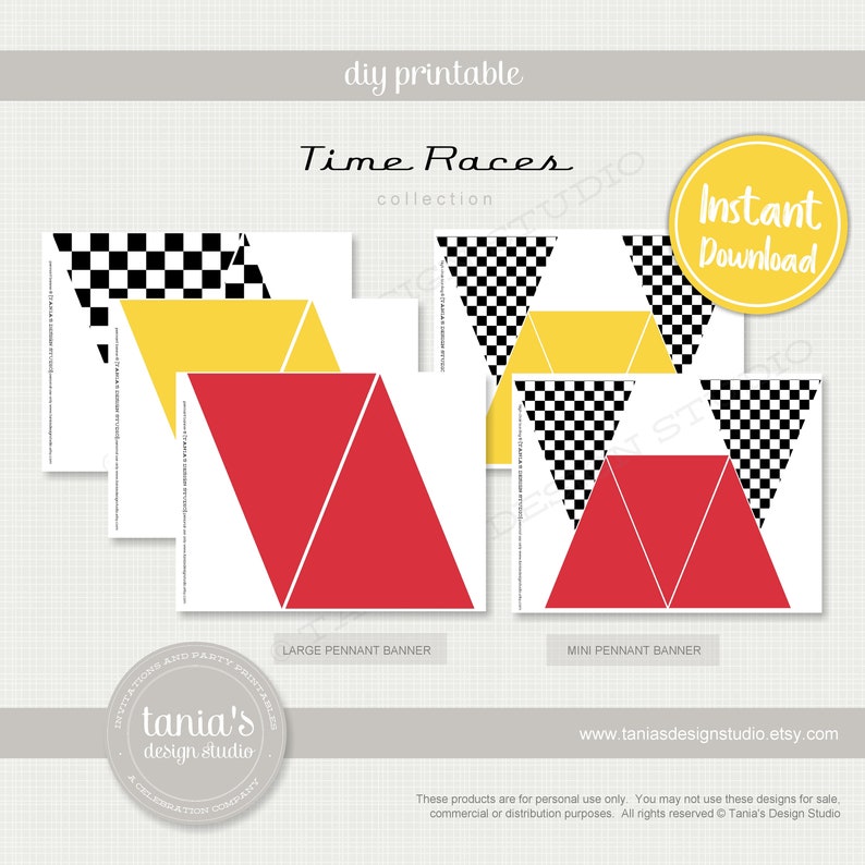 Race Time Races Printable Checkered Flag Bunting Banner Etsy